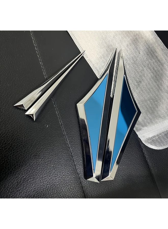 1 Pair Silvery And Black Stainless Steel Car Emblem Sleek Decorative Side Skirt Decals For Vehicle Aesthetics Upgrade Fits Most Cars Durable Adhesive Car Accessories - Image 2
