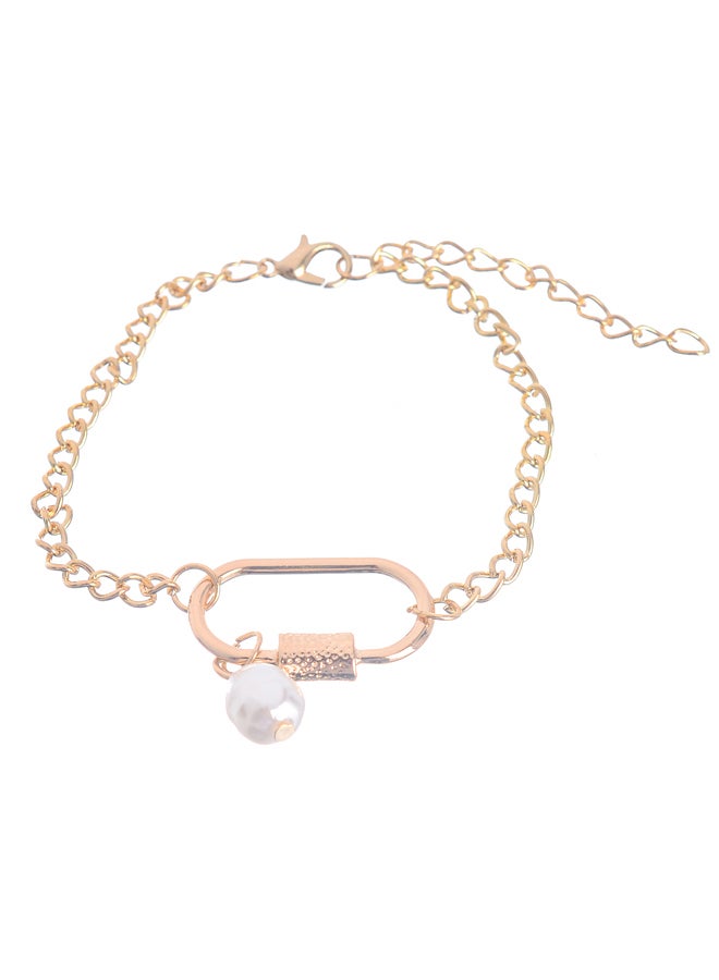 اخر العنقود انسيال يد 3 طبقات منفصلة جنزير شكل حلقة بيضاوية مع خرزة من الولي الأبيض - Image 2