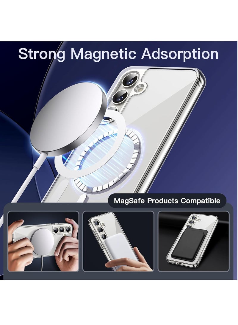 DUSALA Magnetic Case for Samsung Galaxy S24 5G, Compatible with MagSafe, Shockproof Protective Phone Cover, Non-Yellowing Hard Clear PC Back (Clear) - Image 3