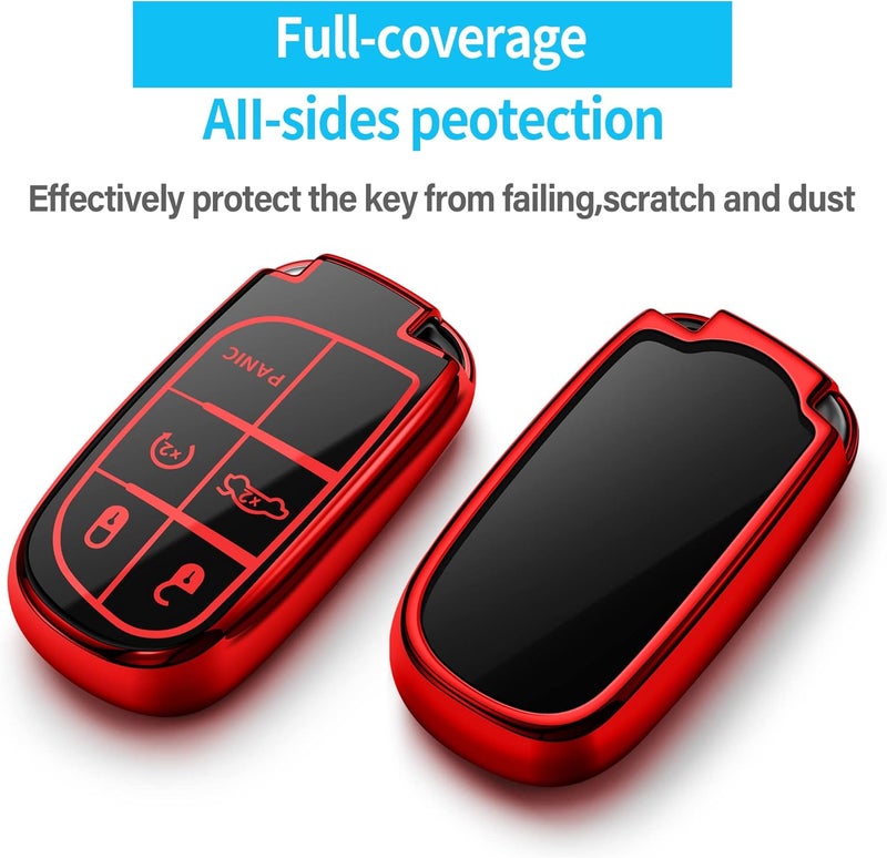Tukellen Red Key Fob Cover for Jeep and Chrysler Models - Image 3