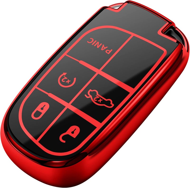 Tukellen Red Key Fob Cover for Jeep and Chrysler Models - Image 1