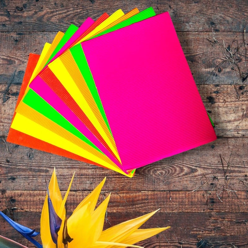 CREATIVE PENCIL 10 Multicolour A4 Size Corrugated Sheets with Fluorescent Colors, Perfect for Scrapbooking, Card Making, and DIY Crafts (Corrugated) Pack of 10 - Image 3