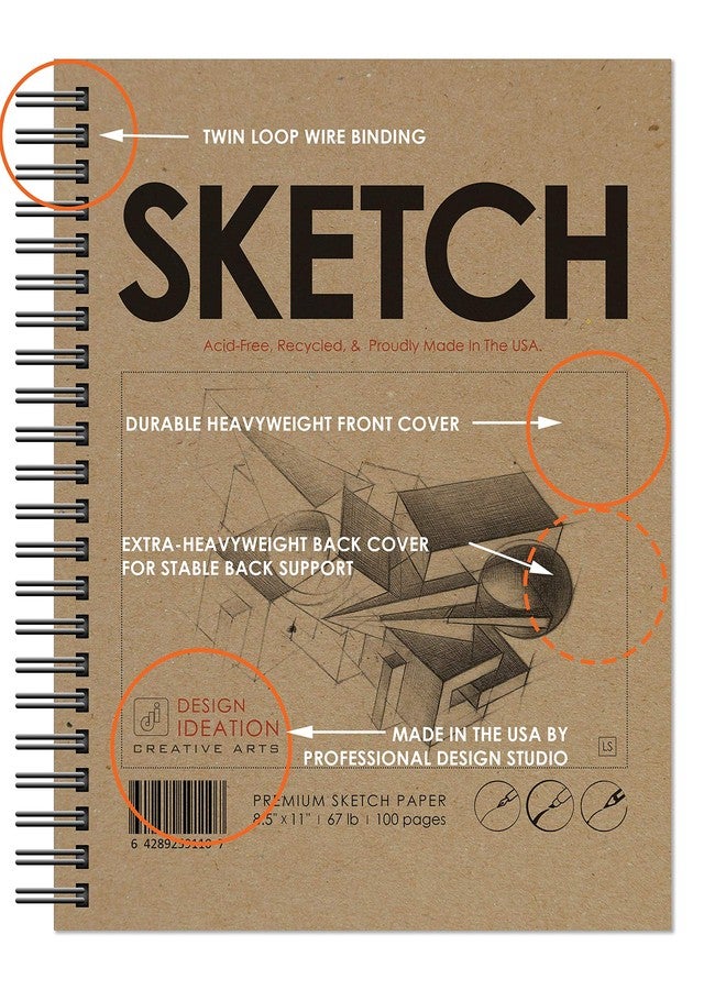 Design Ideation Sketch. Wire Bound Sketchbook. Left Spine. Multi-Media. (8.5" x 11") WB-50100-LS. (1 Book) - Image 3