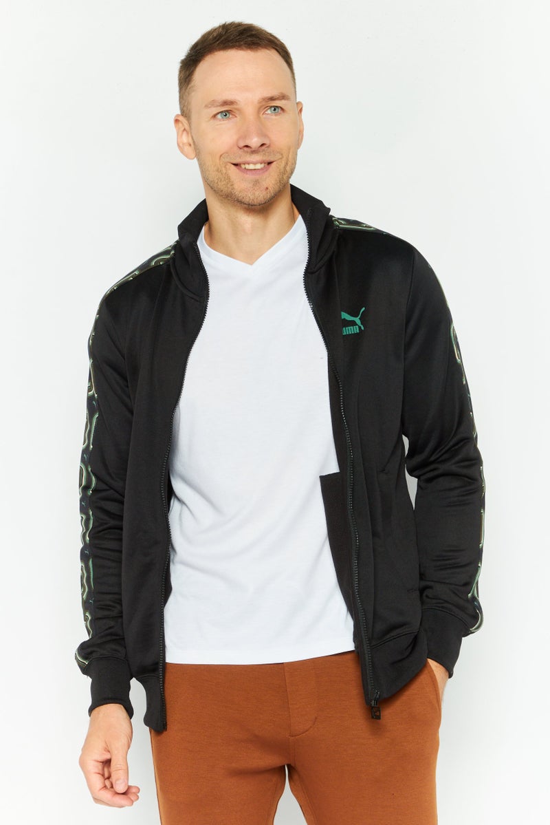 PUMA سويت شيرت رياضي للرجال بأكمام طويلة، أسود - Image 1