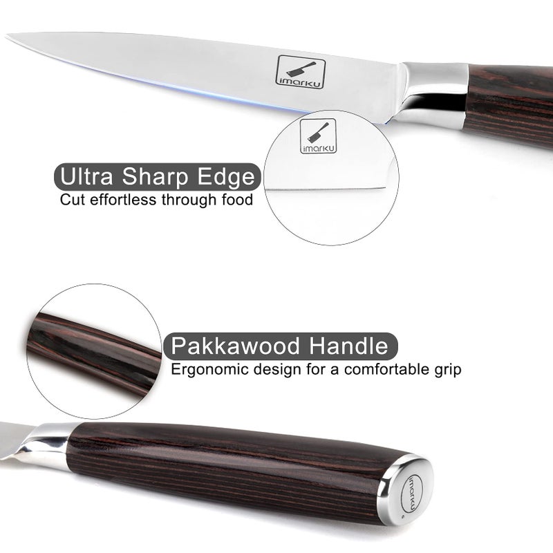 imarku Paring Knife - Paring Knives, 3.5 Inch Small Kitchen Knifes - Japanese SUS440A Stainless Steel Fruit Knife, Ergonomic Pakkawood Handle, Ultra Sharp Blade, Unique Gifts for Men and Women - Image 2