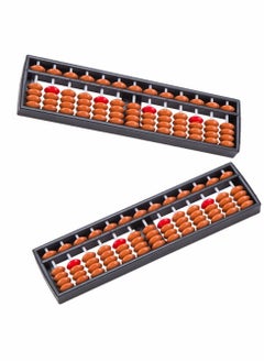 Y&D 2pcs Vintage Wooden Abacus 13 Rods Wood Soroban with Reset Button Chinese Japanese Calculator Counting Tool for Kid Educational Brain Teaser Toys Gift Brown  - Image 1