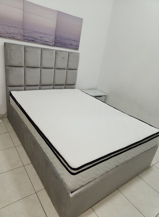 Bed and Mattress Home Berlin Upholstered Queen Size ( Mattress Size 160 X 200 CM ) Grey Color Bed Size 212 L X  168 W ( Mattress Sold Separately ) - Image 5