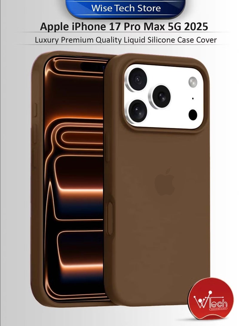 Wtech Apple iPhone 17 Pro Max 5G 2025 Luxury Premium Quality Liquid Silicone Case Cover (MCRPSN) - Mud Brown