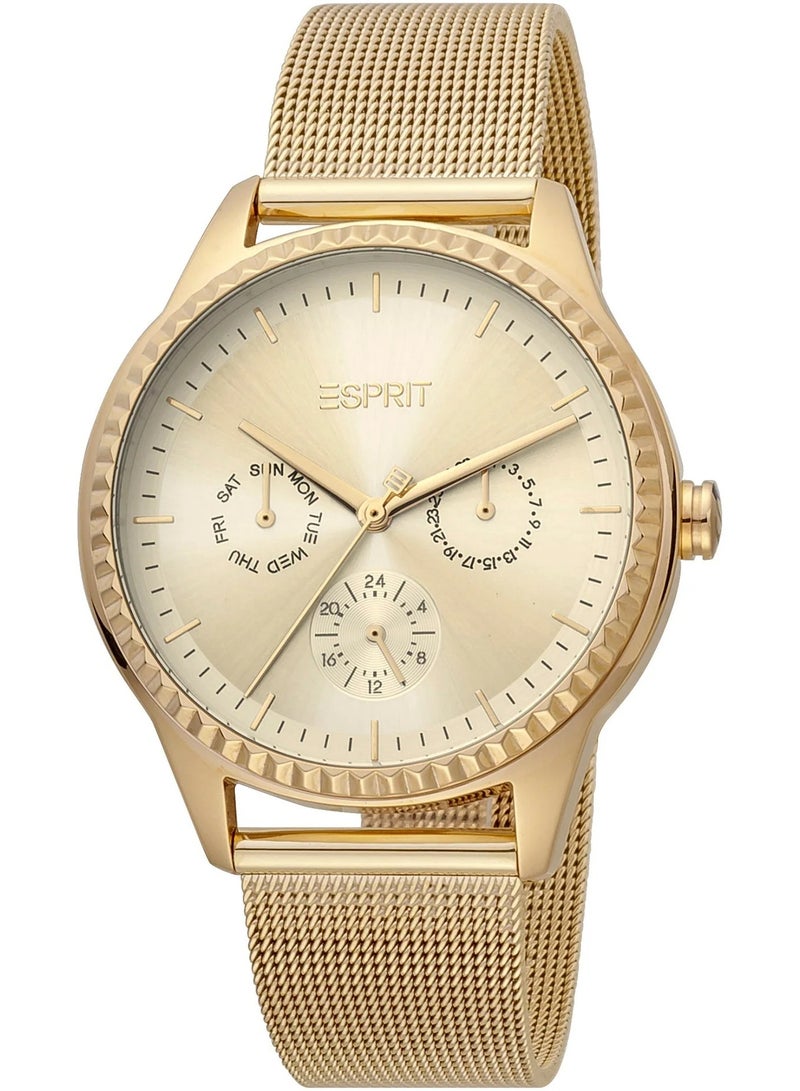 ESPRIT Watch for Women, Quartz Movement, Analog Display, Gold Stainless Steel Strap-ES1L220M0025 - Image 1