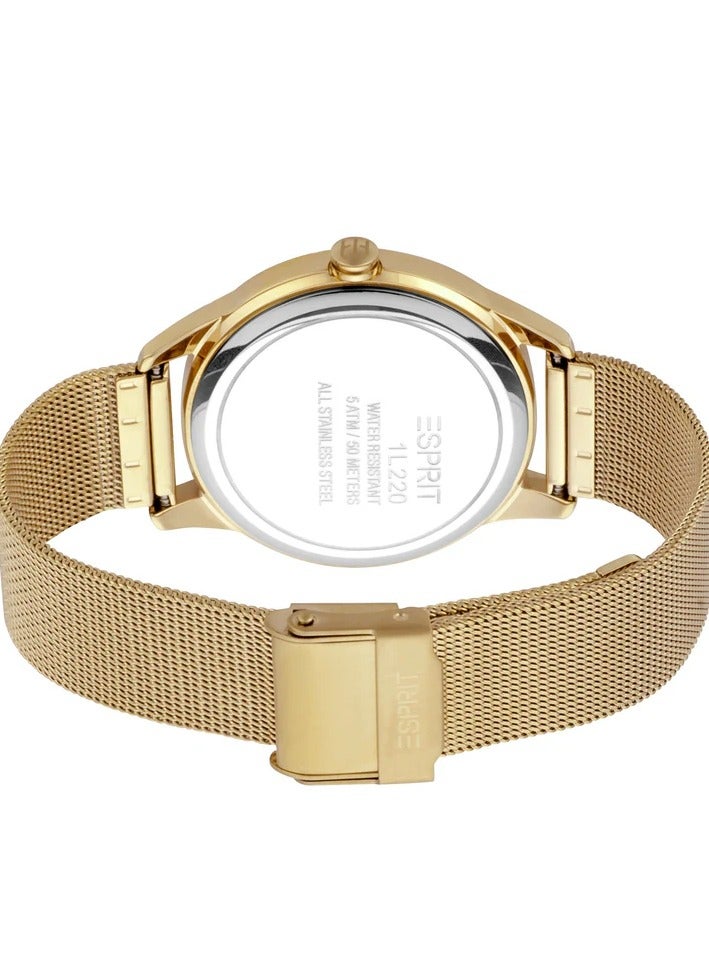 ESPRIT Watch for Women, Quartz Movement, Analog Display, Gold Stainless Steel Strap-ES1L220M0025 - Image 2