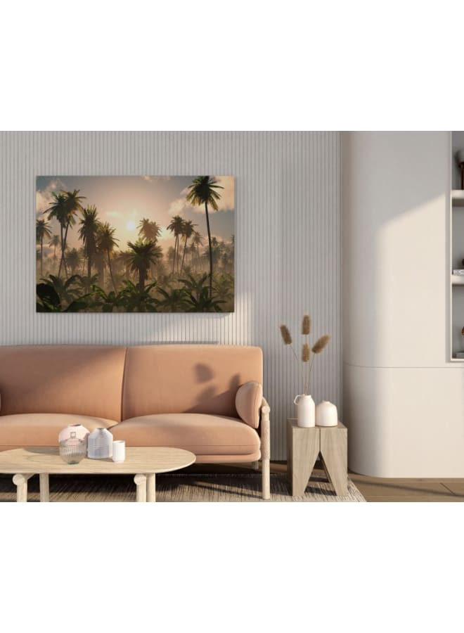 Home Gallery Leafy Palm Trees On A Black Base Printed On Canvas Wall Art 120x80 - Image 2