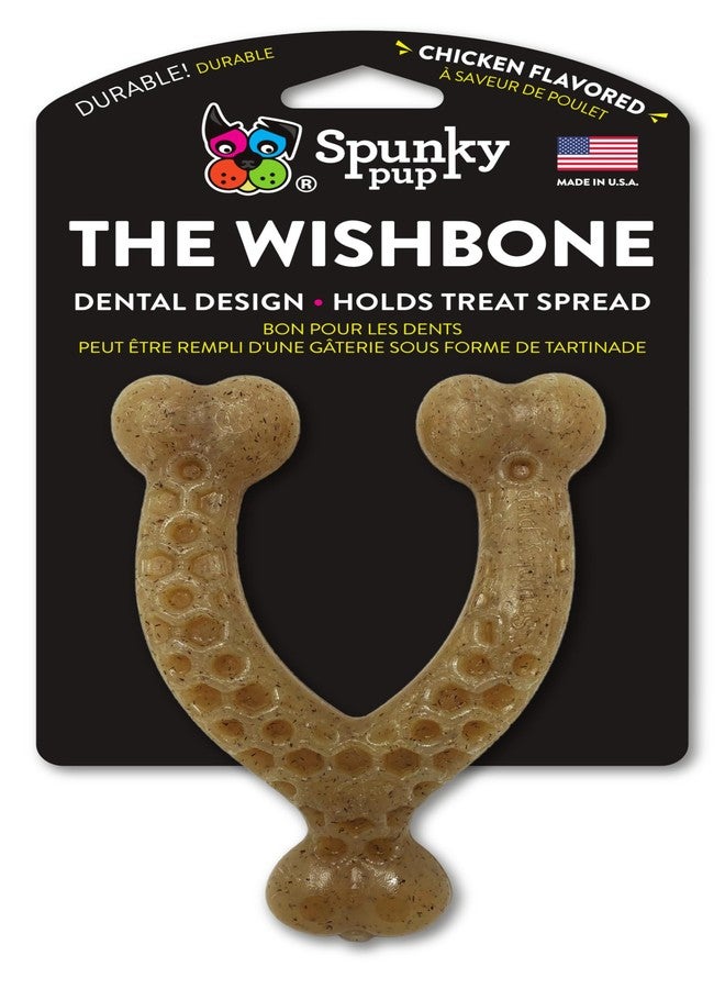 Spunky pup Wishbone Nylon Chew Toy, Chicken Flavored Nylon Dog Chew Toy, Promotes Dental Health - Wishbone, Small