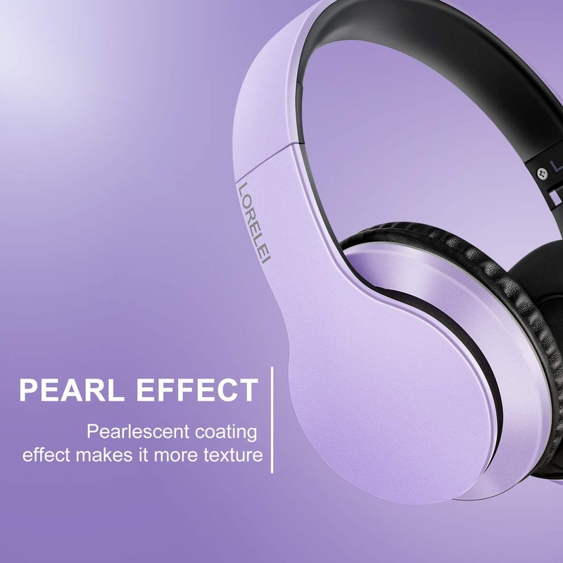 LORELEI X6 Over-Ear Headphones with Microphone, Purple-Black Lightweight Foldable & Portable Stereo Bass, Wired for Smartphone & Tablet, MP3 (1.45M No-Tangle) - Image 2