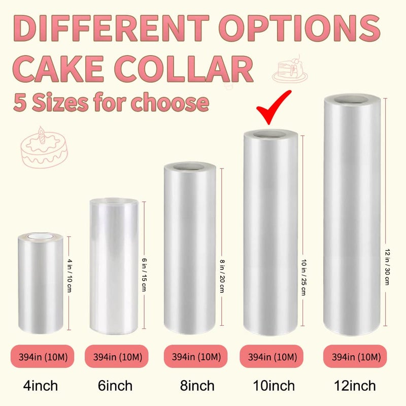BYKITCHEN Cake Collar, 10 Inch Cake Acetate Collars, Large Clear Acetate Sheets for Chocolate Mousse DIY Cake Wrapping Decorating Baking (Length 394inch) - Image 2