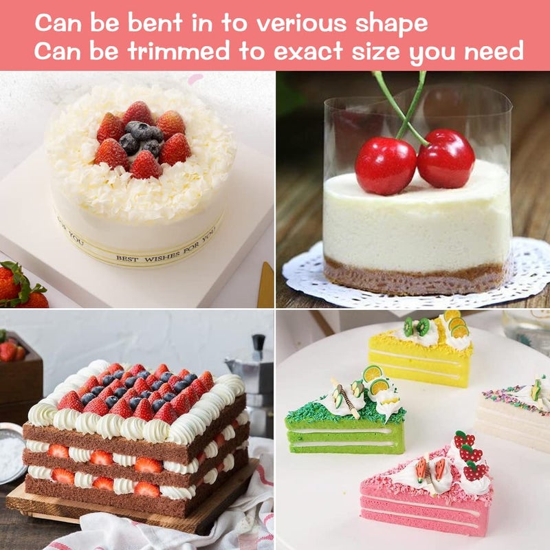 BYKITCHEN Cake Collar, 10 Inch Cake Acetate Collars, Large Clear Acetate Sheets for Chocolate Mousse DIY Cake Wrapping Decorating Baking (Length 394inch) - Image 5