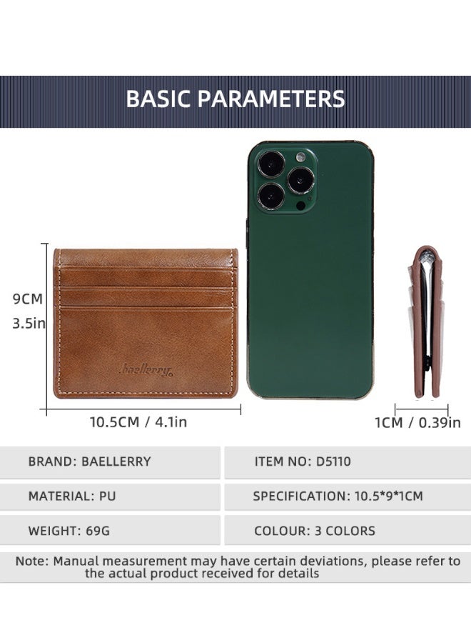 baellerry Men Leather Wallet Slim (Brown), Bifold Wallet Minimalist Leather Small Wallets for Men with Cash Pocket and Card Holder Slots.  - Image 4