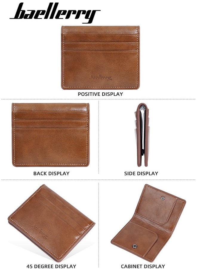 baellerry Men Leather Wallet Slim (Brown), Bifold Wallet Minimalist Leather Small Wallets for Men with Cash Pocket and Card Holder Slots.  - Image 3