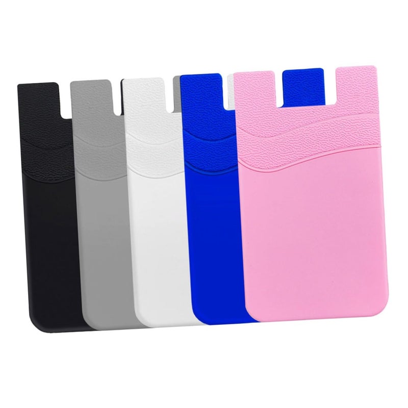 Double Layer Self Adhesive Silicone Phone Card Holder Wallet Organizer Black - Image 2