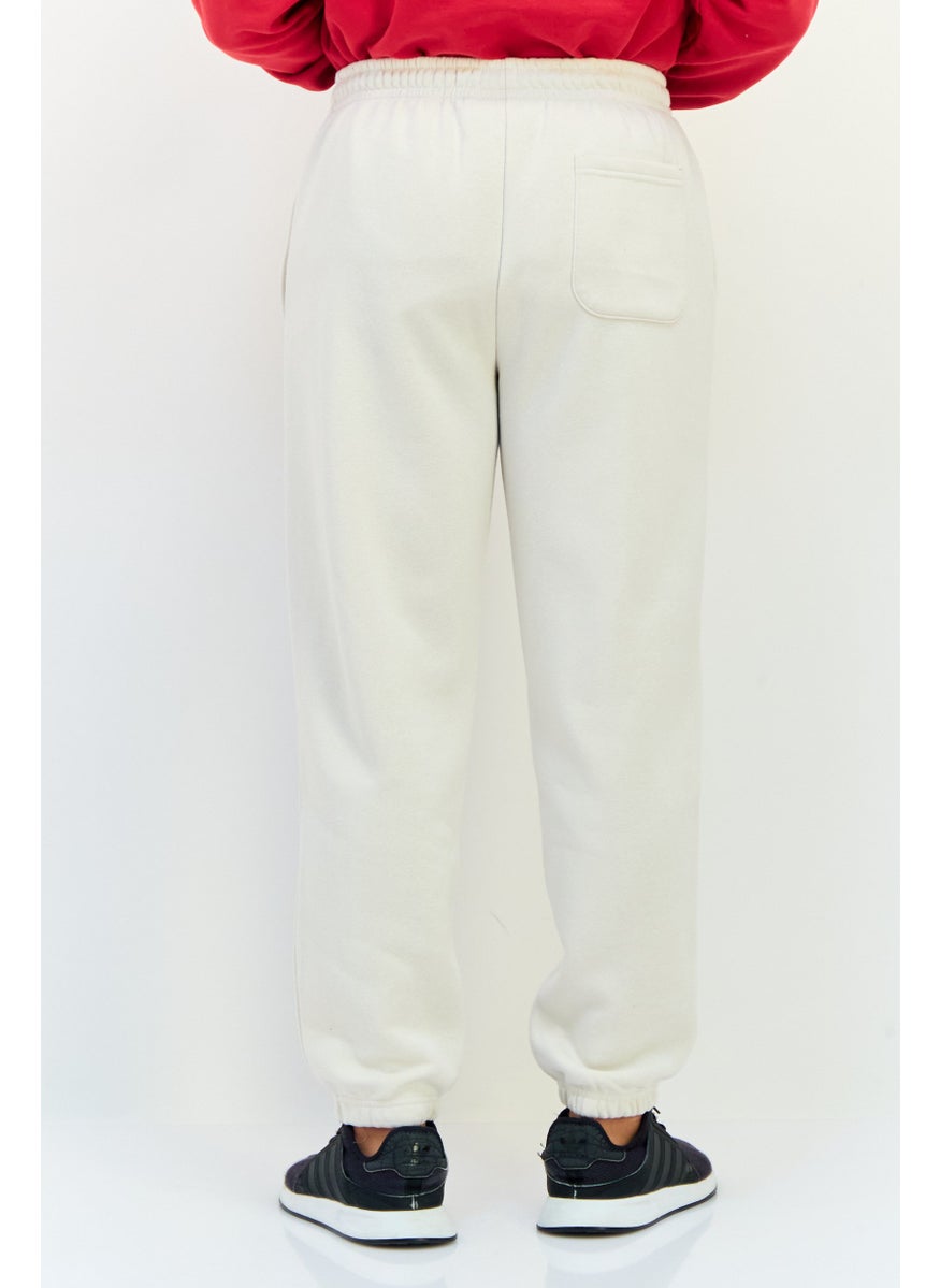 Algspar Men Regular Fit Graphic Print Jogger Pants, Beige  - Image 3