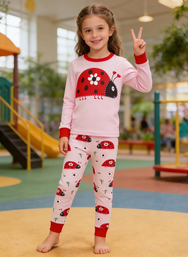 Popshion Toddler Ladybug Girls Pajamas 2 Piece Pjs Set 100% Cotton Sleepwear For Children 2-7 T (Ladybug-6218 3T) - Image 3