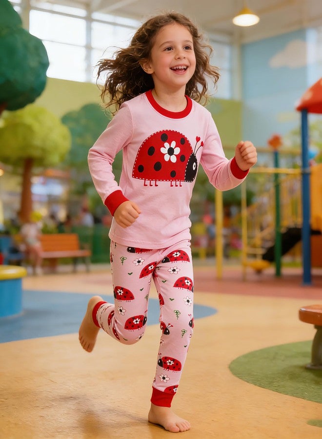 Popshion Toddler Ladybug Girls Pajamas 2 Piece Pjs Set 100% Cotton Sleepwear For Children 2-7 T (Ladybug-6218 3T) - Image 4