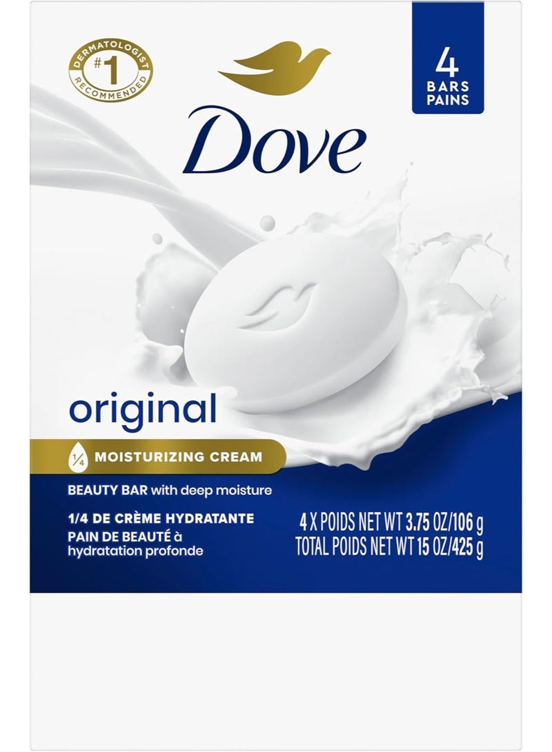 دوف صابون دوف بيوتي بار منظف لطيف ومرطب للبشرة للعناية بالبشرة الناعمة واللطيفة، مصنوع أصليًا من ربع كريم مرطب، 3.75 أونصة، 4 قطع - Image 2