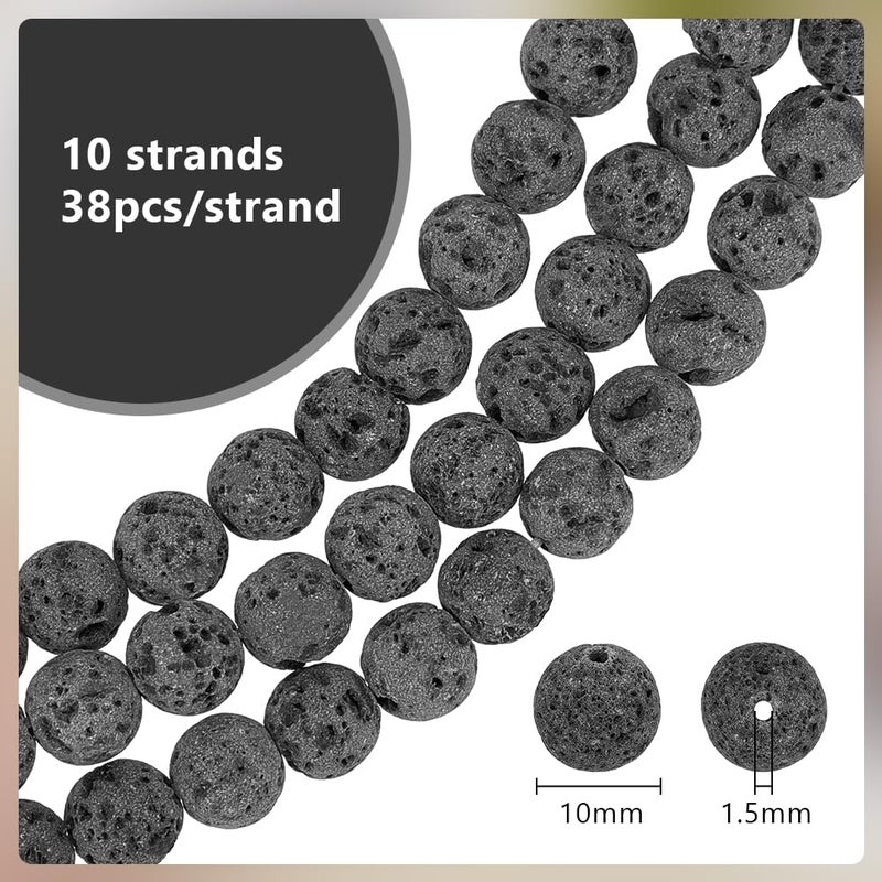 10 خيوط خرز غير مشمعة، دائرية، قطر الفتحة 10 مم، قطر الثقب 1.2 مم، حوالي 37-38 خرزة/خيط، طول 15.5-15.7 بوصة - Image 2