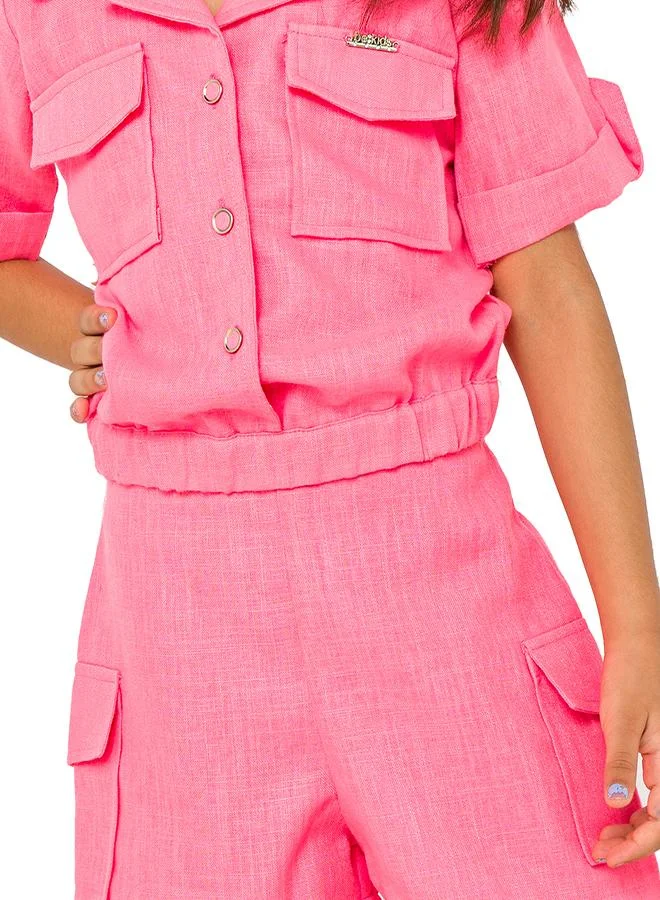 babyqlo Adorable pink three-piece set with skirt and shorts