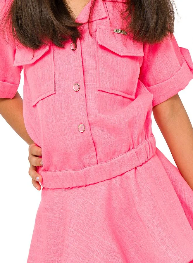 babyqlo Adorable pink three-piece set with skirt and shorts