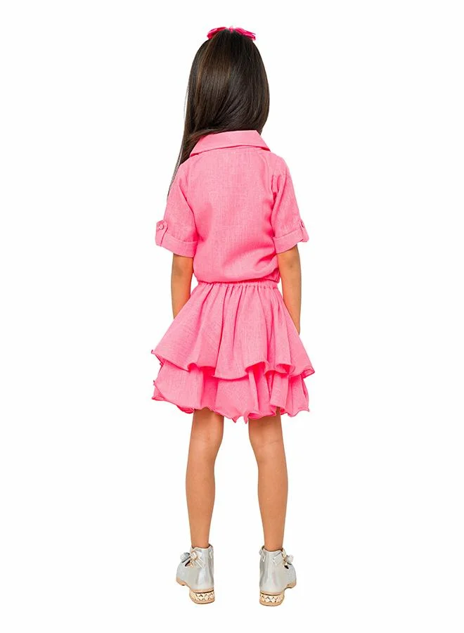 babyqlo Adorable pink three-piece set with skirt and shorts