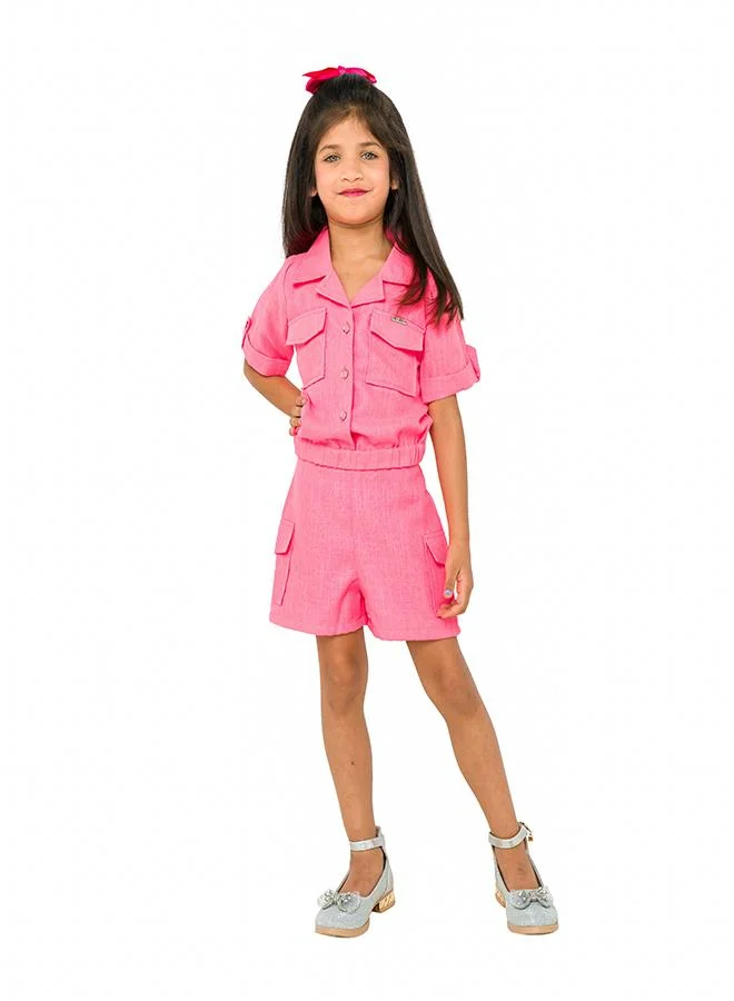 babyqlo Adorable pink three-piece set with skirt and shorts