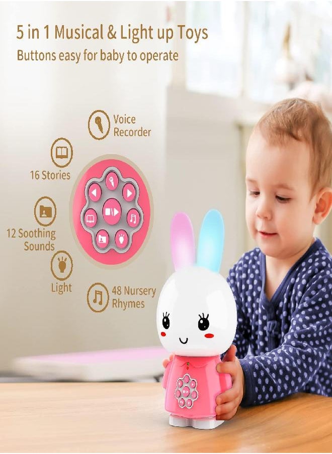 alilo - alilo Bunny Audio Player, Educational Toys for Imagination Building, Screen-Free Digital Listening Experience for Music, Stories, White Noise, and More 10+ Months (Honey Bunny, Pink) - Image 1