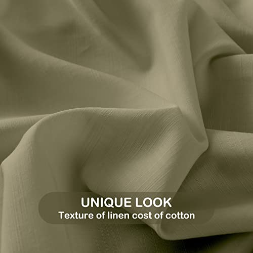 PANDATEX Olive Green Linen-Textured Bed Sheets Set, Bamboo Rayon , Cotton , Linen Blend Bed Sheets Full Size, Soft Cool & Breathable for Hot Sleepers,Durable Natural Organic Bed 15'' Deep Pocket - 4 Piece - Image 5