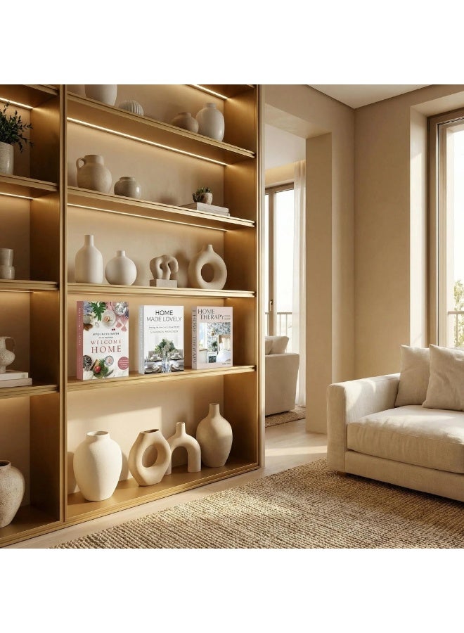 نيبمينينت مجموعة مزينة من 5 قطع من الكتب الزائفة للديكور المنزلي - كتب مزيفة عصرية لطاولة القهوة، رف الكتب وغرفة النوم، مجموعة كتب مكدسة لتزيين جمالي. - Image 4