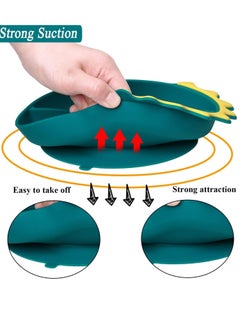 Baby Feeding Set, Silicone Suction Plate Dinosaur Shape Self-Feeding Adjustable Bib, Suction Plate for Baby Toddler (Blue) - pzsku/ZF8C825063C3408C11EBFZ/45/_/1709198824/710616c5-d7c7-4a0f-bccc-4559e81f6150