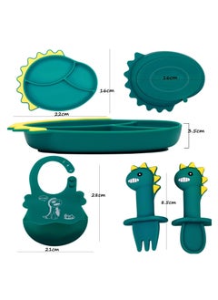 Baby Feeding Set, Silicone Suction Plate Dinosaur Shape Self-Feeding Adjustable Bib, Suction Plate for Baby Toddler (Blue) - pzsku/ZF8C825063C3408C11EBFZ/45/_/1709198824/d77136c6-e12d-4c08-8e68-e28587379c07