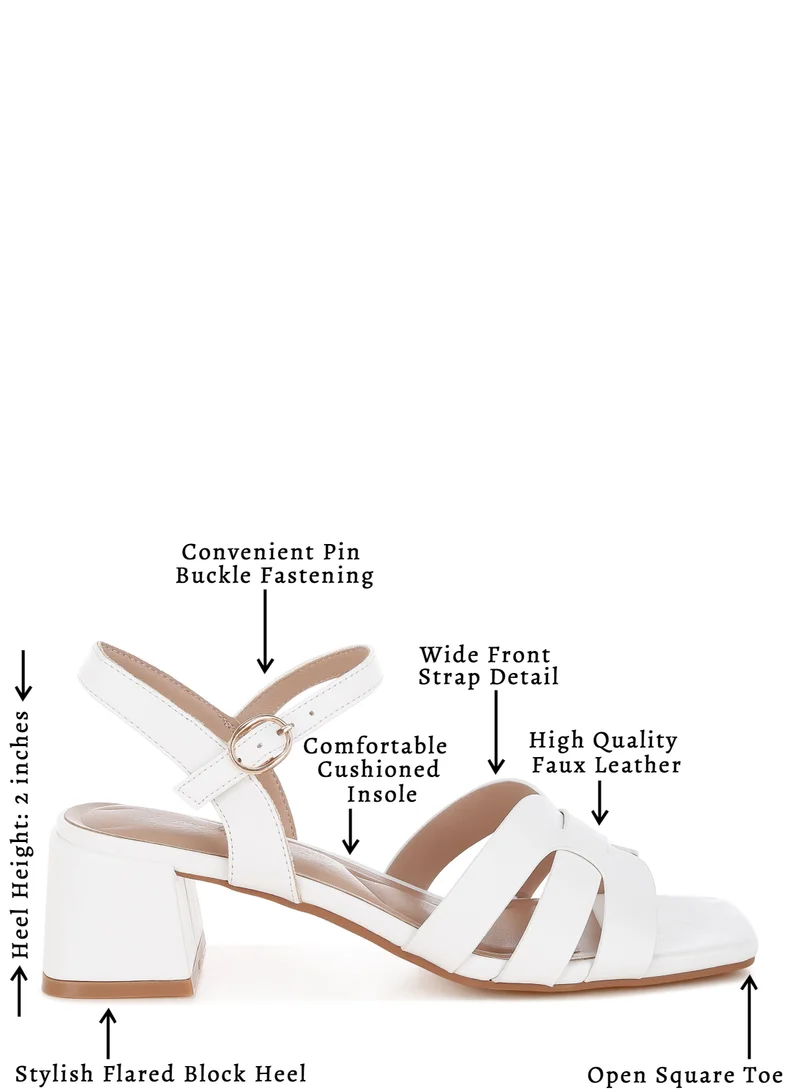 London Rag Strappy Square Toe Block Heels in White