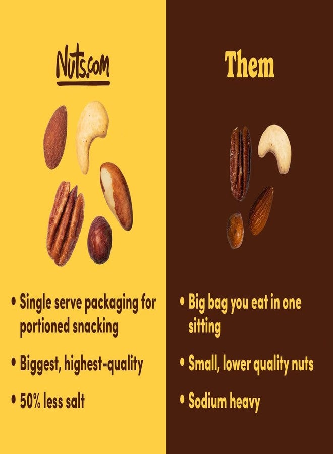 Nuts.com Roasted Mixed Nuts (50% Less Salt) – 24 Single Serve Snack Packs – Almonds, Cashews, Pecans, Brazil Nuts, Hazelnuts – Gluten-Free, Kosher, No Peanuts – Healthy Low Sodium Protein Snack - Image 2
