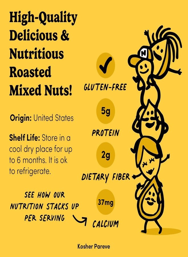 Nuts.com Roasted Mixed Nuts (50% Less Salt) – 24 Single Serve Snack Packs – Almonds, Cashews, Pecans, Brazil Nuts, Hazelnuts – Gluten-Free, Kosher, No Peanuts – Healthy Low Sodium Protein Snack - Image 4