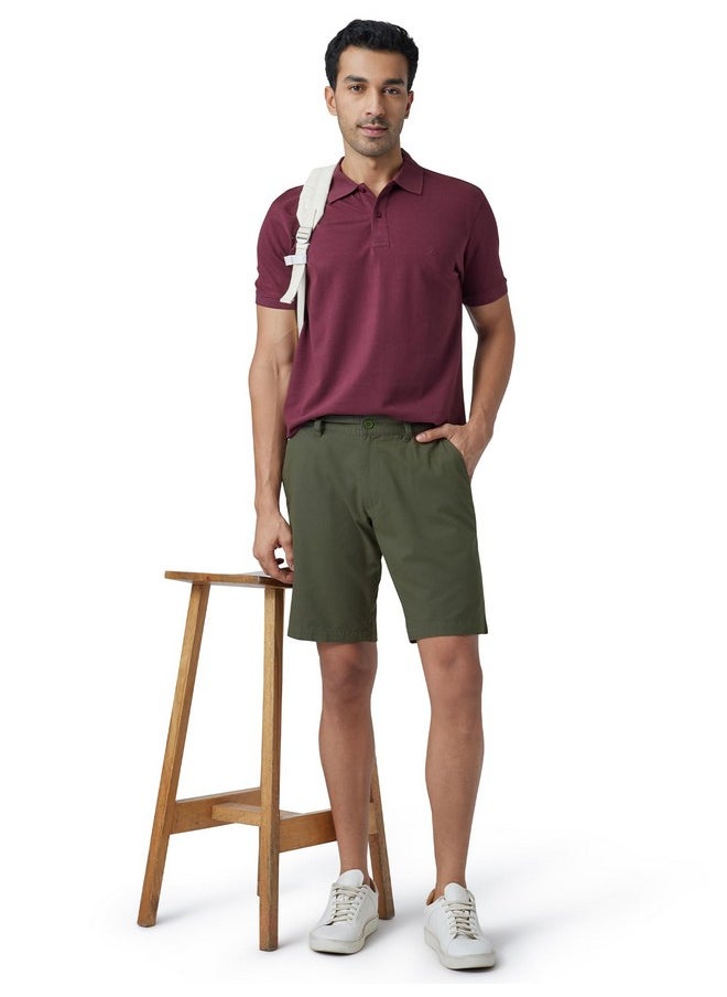 XYXX - XYXX Men Twill Cotton Chinos Shorts, Regular Fit, Solid, Pack of 1, CB1SHT03_34, Olive Green, 34 - Image 1