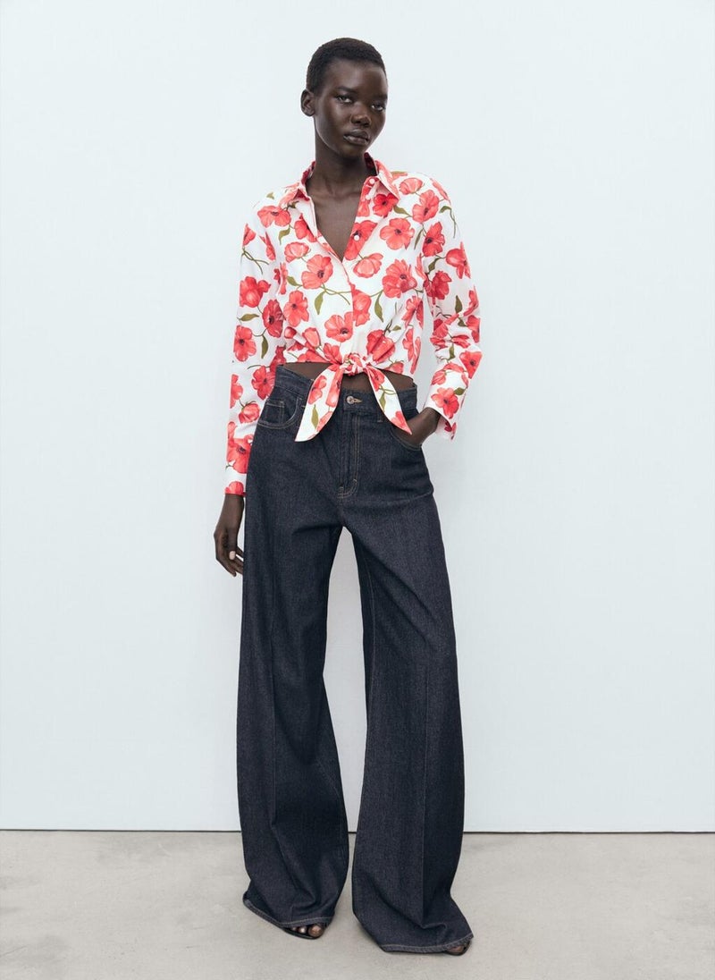 MANGO Floral Print Poplin Shirt  - Image 1