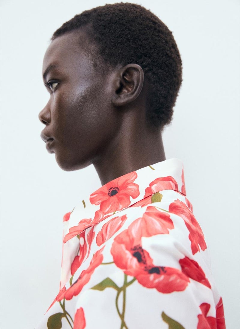MANGO Floral Print Poplin Shirt  - Image 3