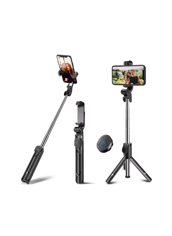 Generic - Extendable Selfie Stick with Mini Camera Stand & Remote Control, Bluetooth 3-in-1 Foldable Phone Tripod,360°Monopod & Selfie Stick - Image 1