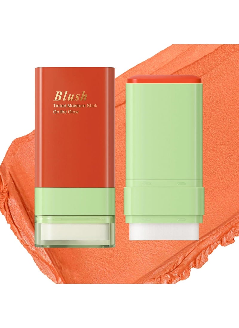 SWETIYOU Blush Stick for Cheeks and Lips with BuiltIn Blending Sponge OntheGo Glow Blush Hydrating Solid Cheek Tint Multiuse Blush Makeup Stick Tinted Moisture Sticks Color02Coral Orange 