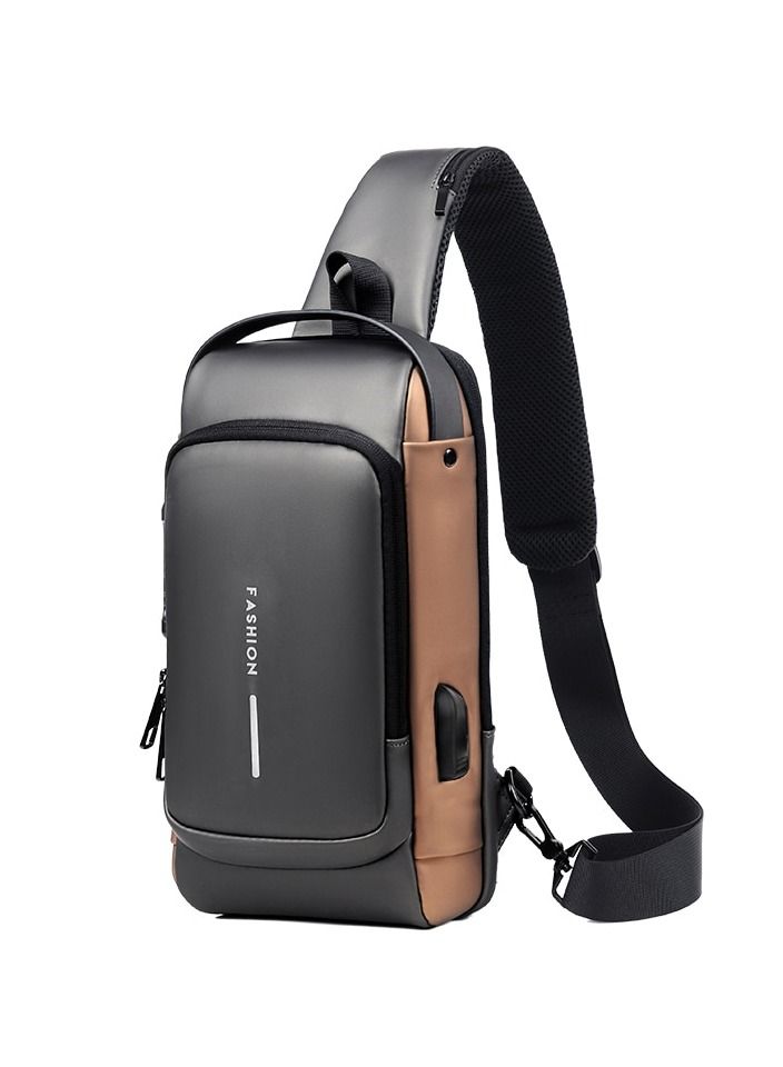 FASHION USB charging sports bag male anti-theft chest bag with password lock waterproof lightweight shoulder bag  - Image 2