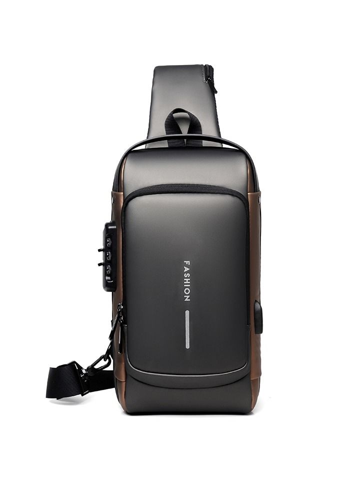FASHION USB charging sports bag male anti-theft chest bag with password lock waterproof lightweight shoulder bag  - Image 3