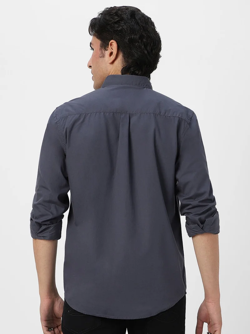 Urbano Fashion  Urbano Fashion Men's Dark Grey Cotton Full Sleeve Regular Fit Casual Solid Shirt  | Best Price UAE