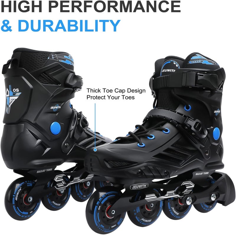 JEUWITH Inline Skates for Men and Women - Professional Fitness Roller Skates (Black & Blue) - Image 5