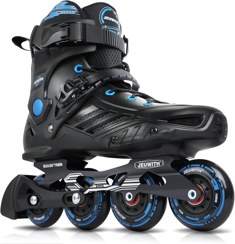 JEUWITH Inline Skates for Men and Women - Professional Fitness Roller Skates (Black & Blue) - Image 1