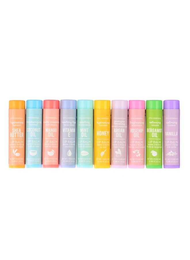 Expressions 10Pc Lip Balm Collection With Essential Oils Hydrating Lip Balms Infused W/Natural Healing Essential Oils Vitamin Enriched Lip Balm Set  - Image 4